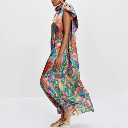 Vestido Longo Encanto Boho – Ombro Único e Estampa Exclusiva