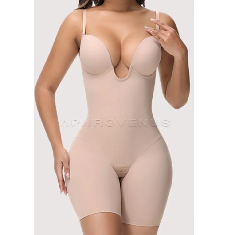 Body modelador com decote em V profundo - costas ajustáveis