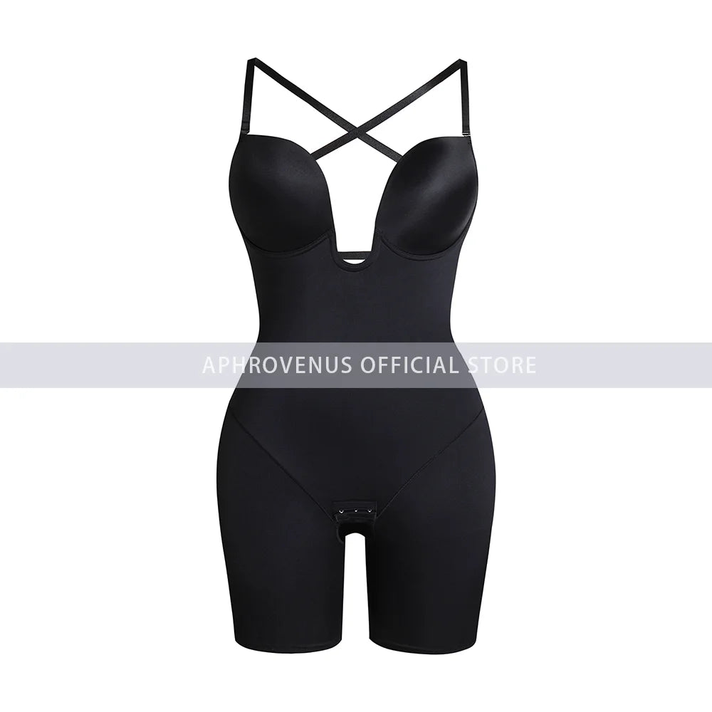 Body modelador com decote em V profundo - costas ajustáveis