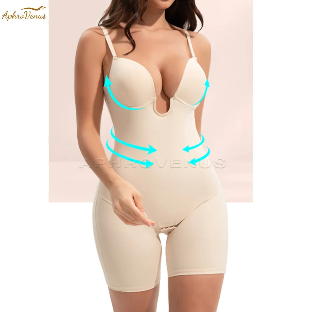 Body modelador com decote em V profundo - costas ajustáveis
