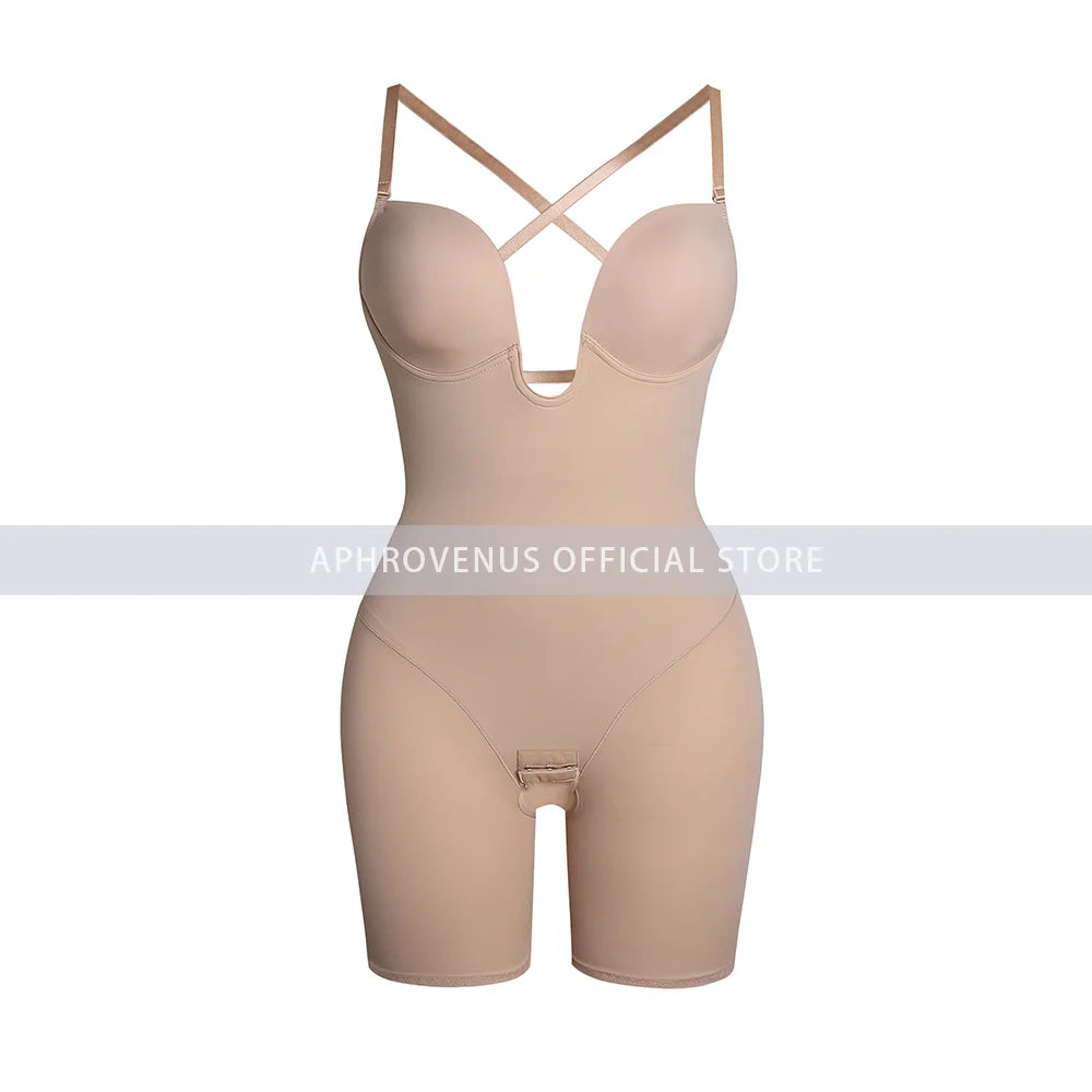 Body modelador com decote em V profundo - costas ajustáveis
