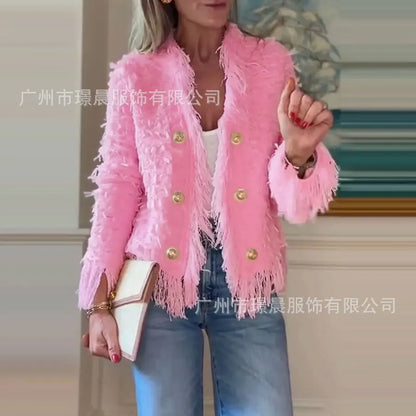 casaco feminino elegante com borlas...