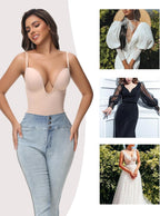 Body modelador com decote em V profundo - costas ajustáveis