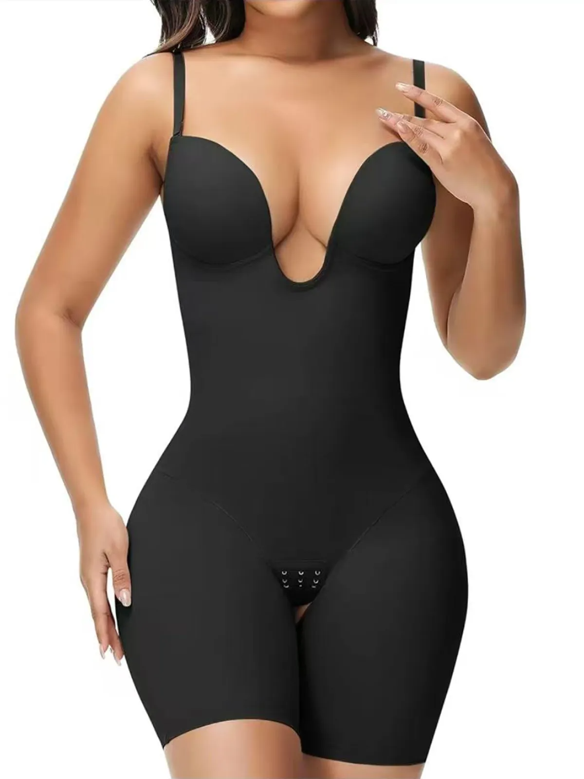 Body modelador com decote em V profundo - costas ajustáveis