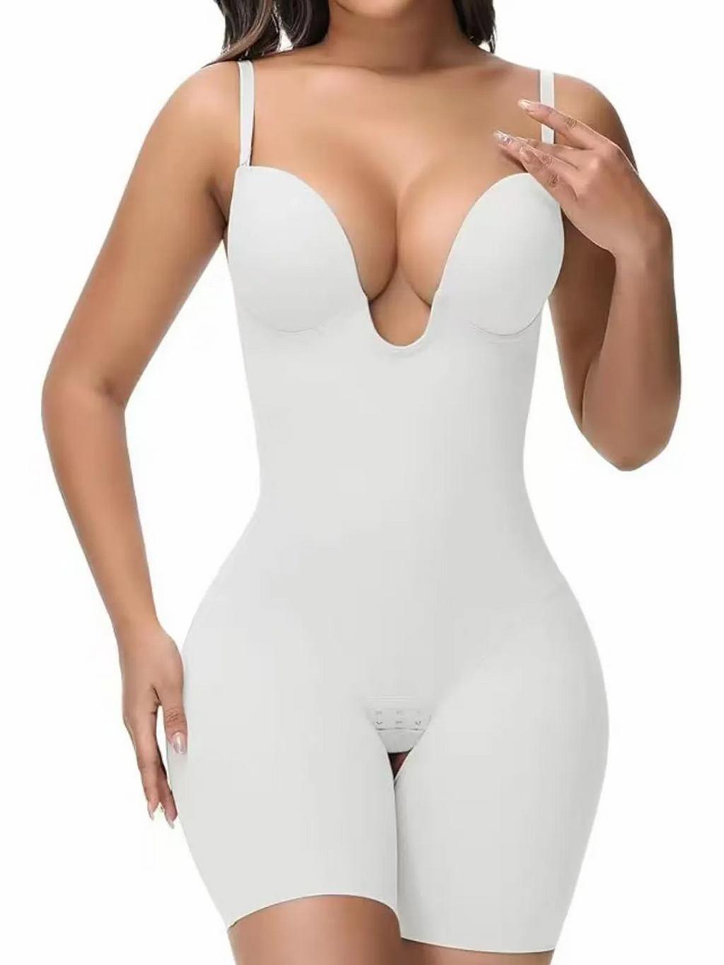 Body modelador com decote em V profundo - costas ajustáveis